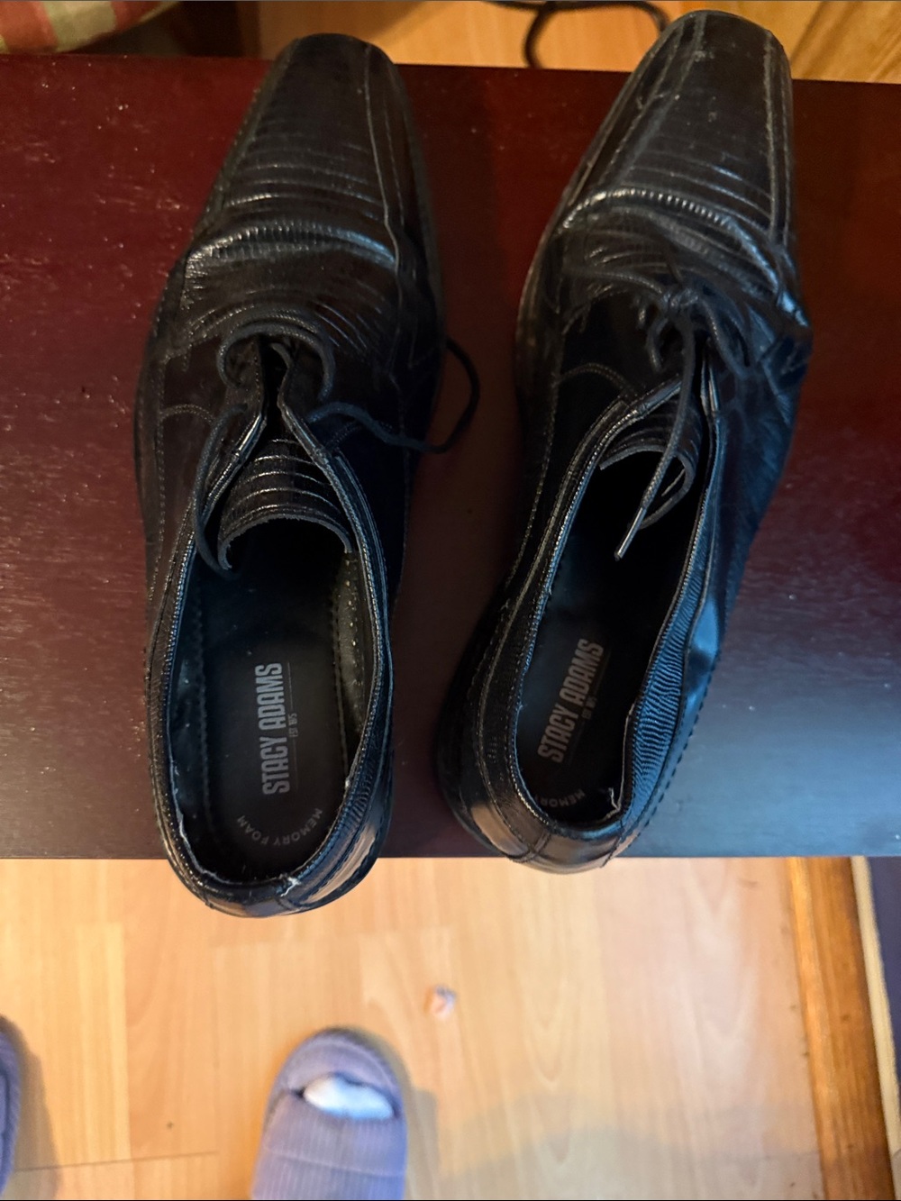 Stacy Adams Black Leather Lace-Up Dress Oxfords